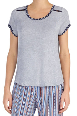Layla Heather-Grey Contrast-Trim Lounge Top thumbnail 1