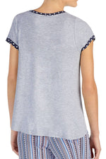 Layla Heather-Grey Contrast-Trim Lounge Top
