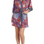 Layla Multi-Red Mixed-Print Short Wrap Robe + Headband