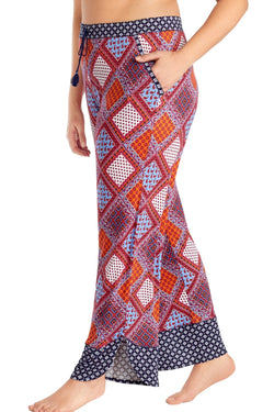 Layla PLUS Red/Multi Printed Drawstring/Tassle Lounge Pant thumbnail 2