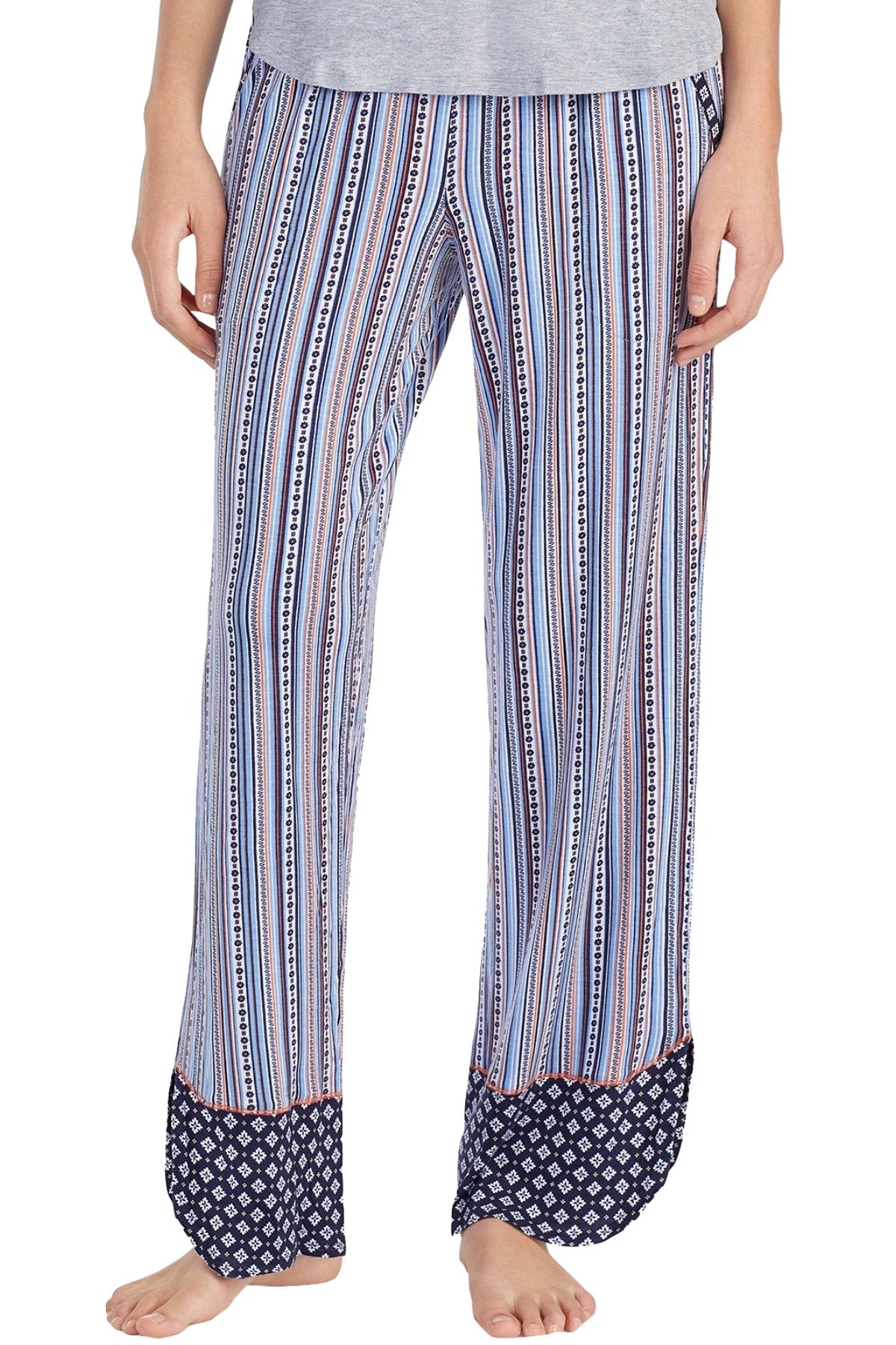 Layla Periwinkle-Stripe Drawstring-Tassle Lounge Pant