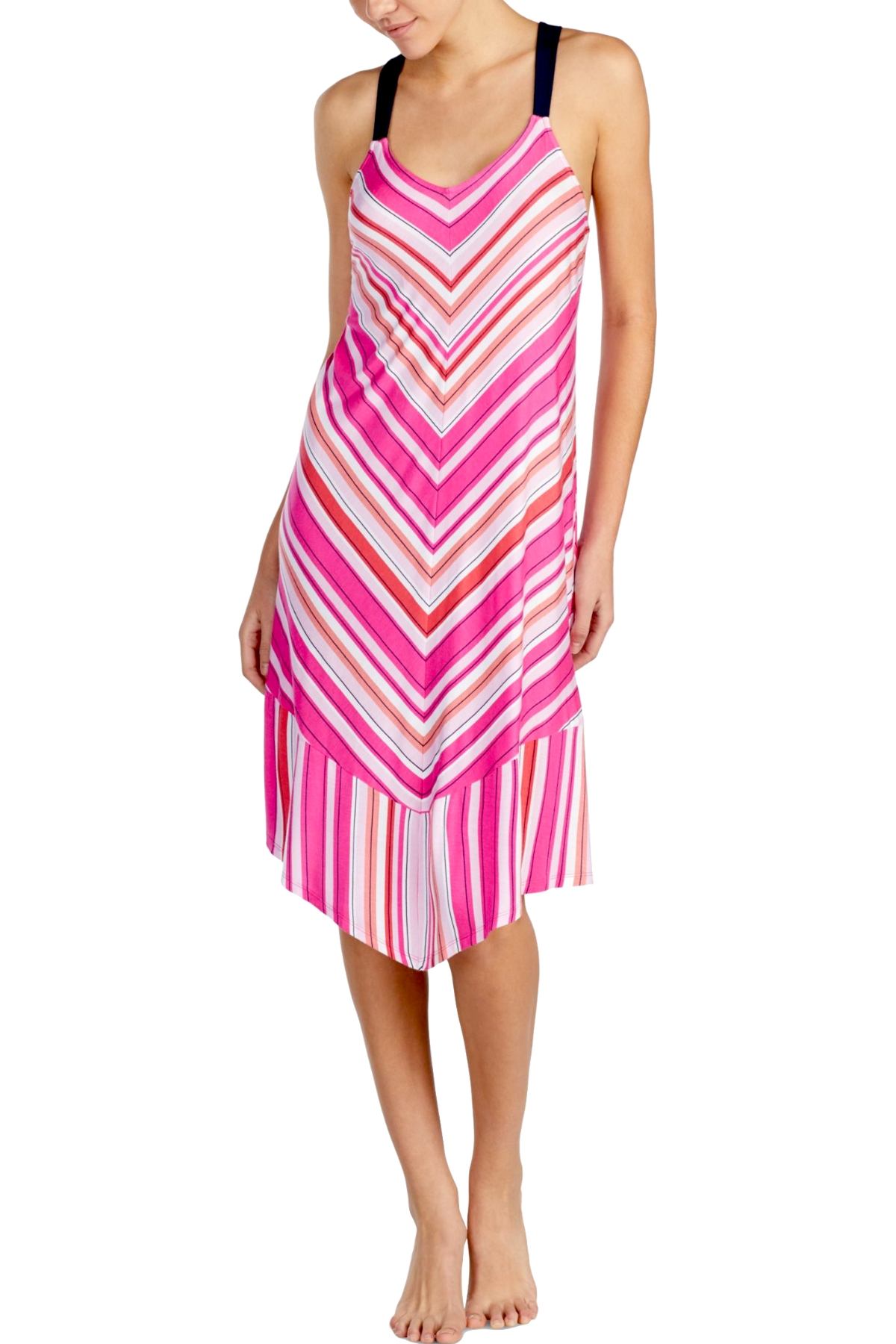 Layla Pink V-Striped Nightgown