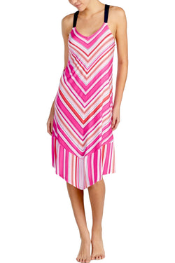 Layla Pink V-Striped Nightgown thumbnail 4