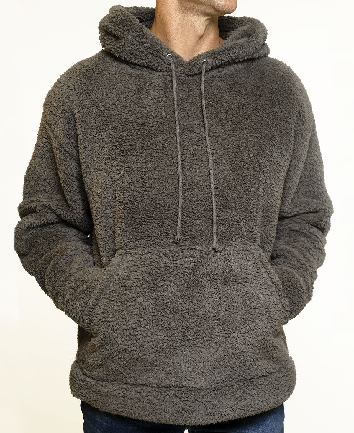 Lazer Popover Sherpa Fleece Hoodie Grey