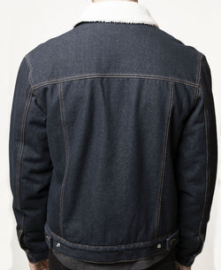 Lazer Sherpa Lined Denim Trucker Jacket Blue thumbnail 2