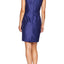 Le Suit PETITE Navy-Blue Shiny Above-The-Knee Wear To Work Sheath Dress