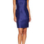 Le Suit PETITE Navy-Blue Shiny Above-The-Knee Wear To Work Sheath Dress