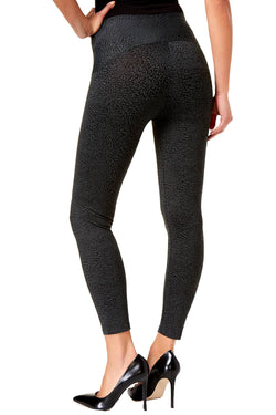 Leonisa Dark grey Leopard Firm Tummy Control Compression Legging thumbnail 3