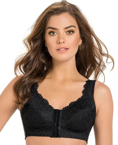 Leonisa Fabulous Lace Wireless Minimizer Bra 011848 Black