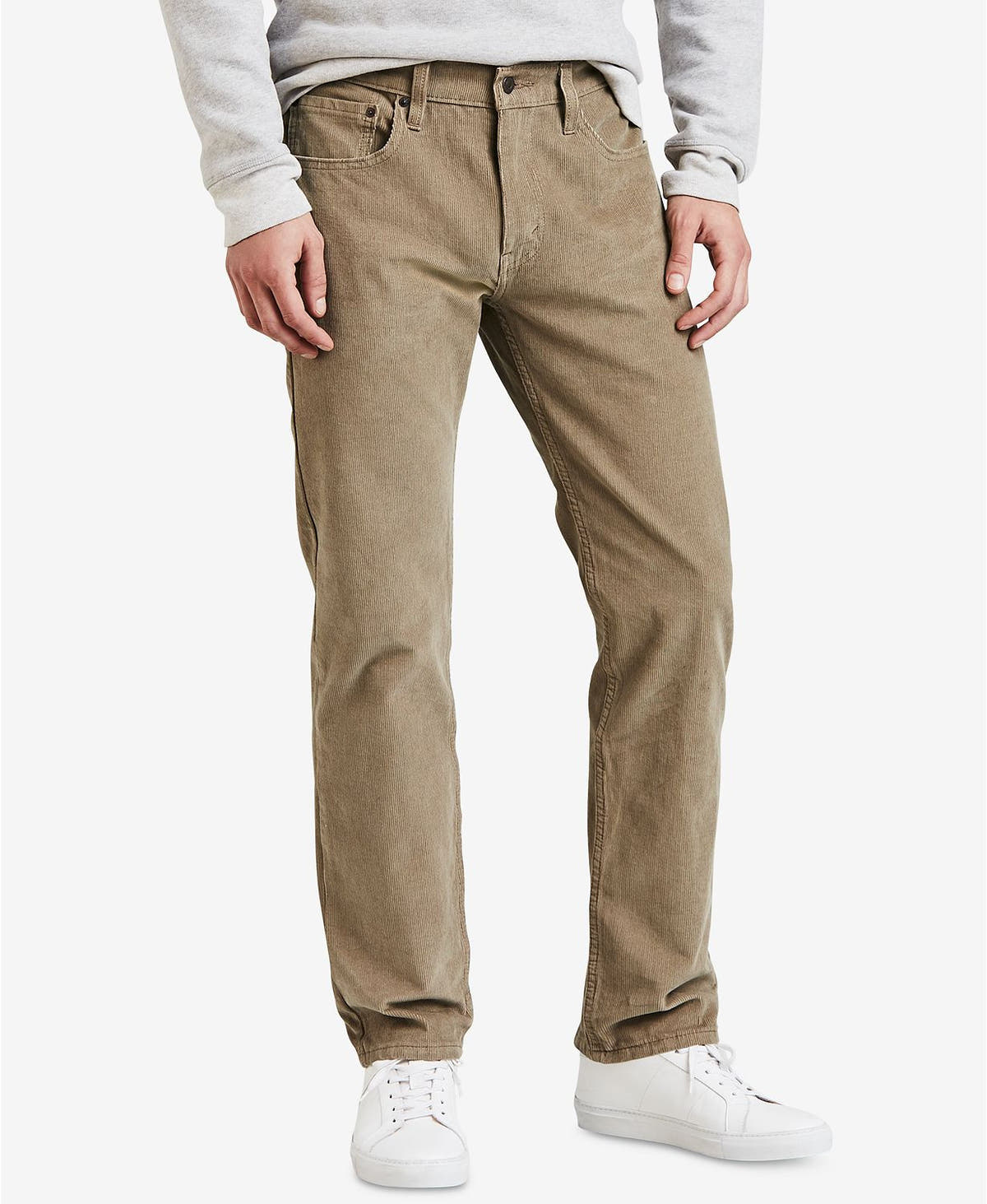 Levi's 502 Taper Corduroy Pants in Lead Grey Warp Brown