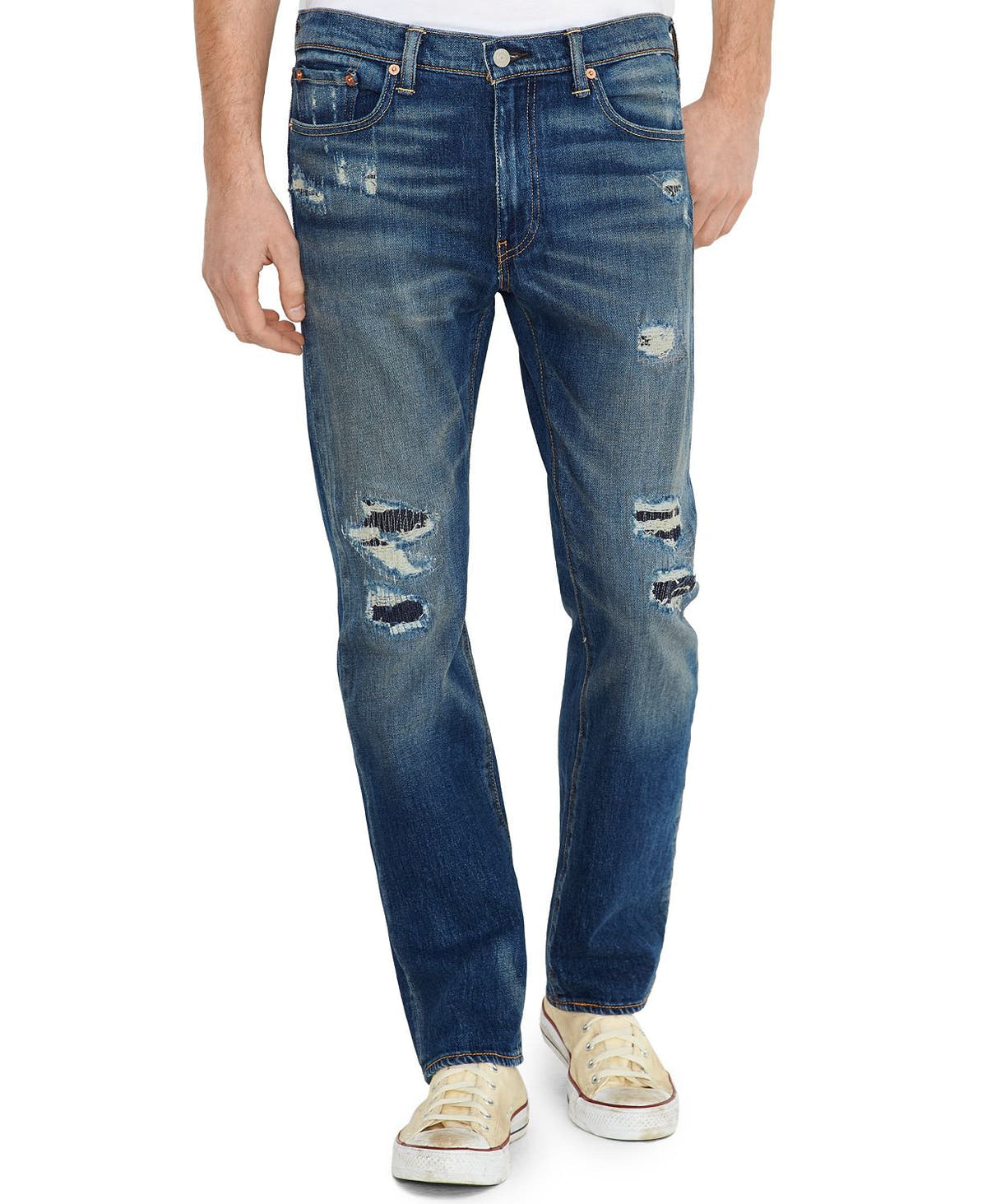 Levi's 513 Slim Straight-fit Coburns Cut Premium Wash Ripped Jeans Coburns Cut