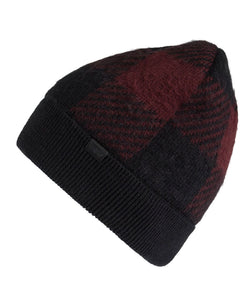 Levi's Buffalo Check Cuff Beanie With Leather Logo Patch Burgundy, Black thumbnail 2