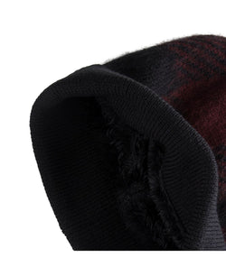 Levi's Buffalo Check Cuff Beanie With Leather Logo Patch Burgundy, Black thumbnail 3