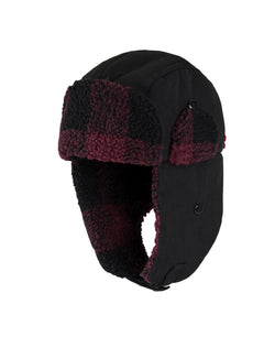 Levi's Canvas Trapper Hat With Plaid Sherpa Lining Black, Red thumbnail 1