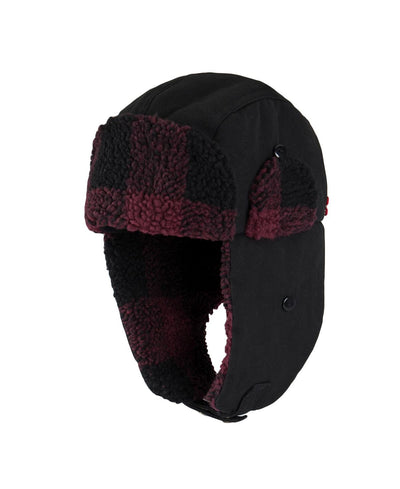 Levi's Canvas Trapper Hat With Plaid Sherpa Lining Black, Red