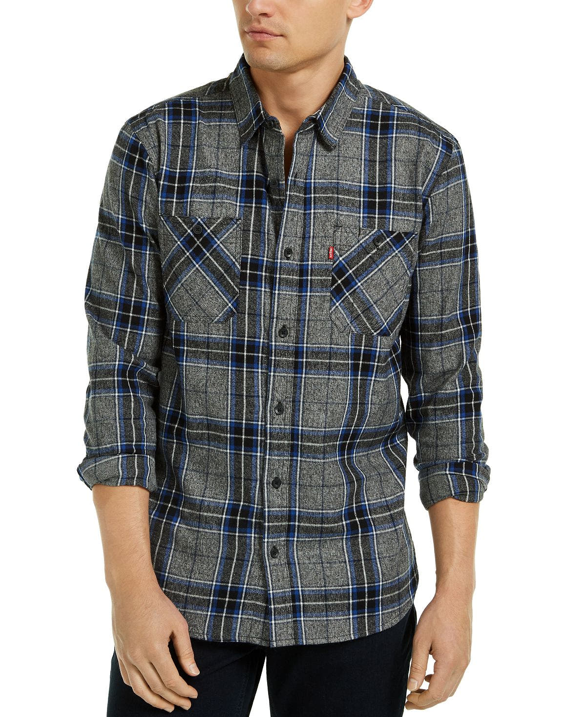 Levi's Crance Plaid Flannel Shirt Caviar