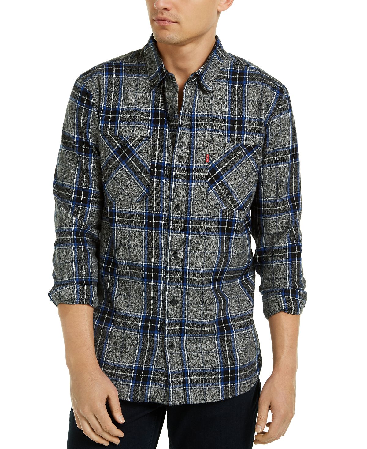 Levi's Crance Plaid Flannel Shirt Caviar