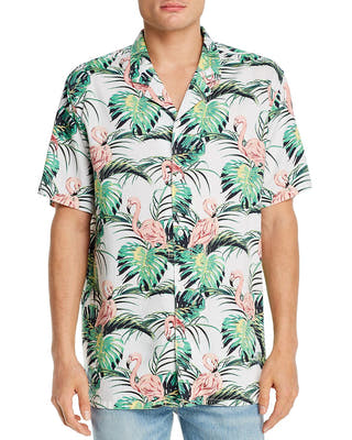 Levi's Cubano Tropical Flamingo Print Slim Fit Camp Shirt Flamingo Leaf