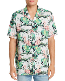 Levi's Cubano Tropical Flamingo Print Slim Fit Camp Shirt Flamingo Leaf thumbnail 1