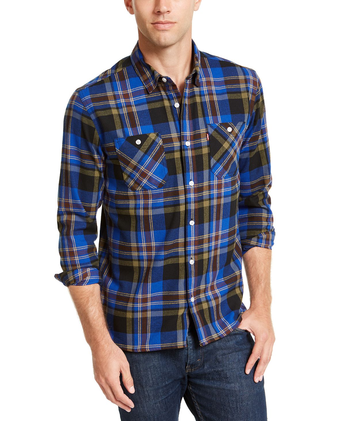 Levi's Dual Pocket Plaid Flannel Shirt Caviar