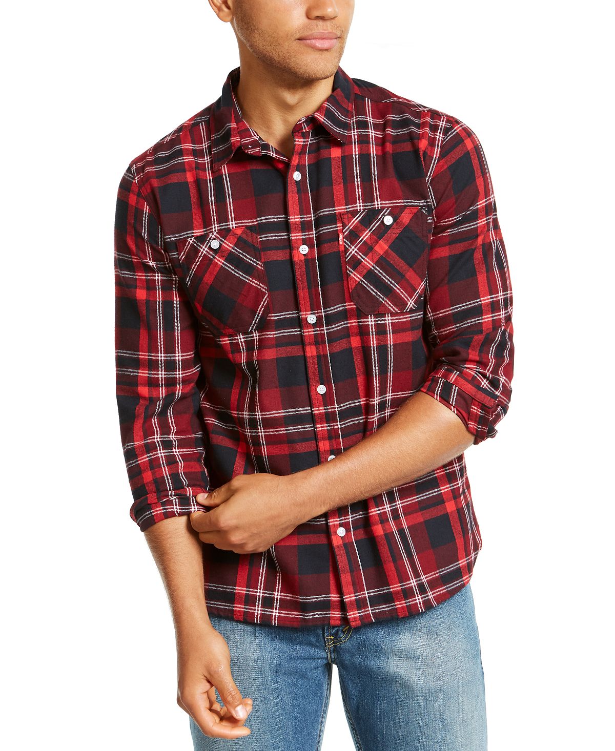 Levi's Dual Pocket Plaid Flannel Shirt Night Sky