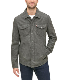 Levi's Faux Leather Shirt Jacket Dark Grey thumbnail 1