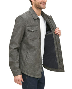 Levi's Faux Leather Shirt Jacket Dark Grey thumbnail 3