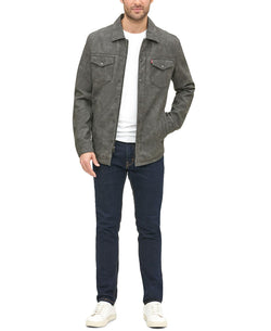 Levi's Faux Leather Shirt Jacket Dark Grey thumbnail 4