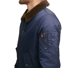 Levi's Flight Bomber Jacket With A Faux Fur Removable Collar Navy thumbnail 2