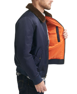 Levi's Flight Bomber Jacket With A Faux Fur Removable Collar Navy thumbnail 4