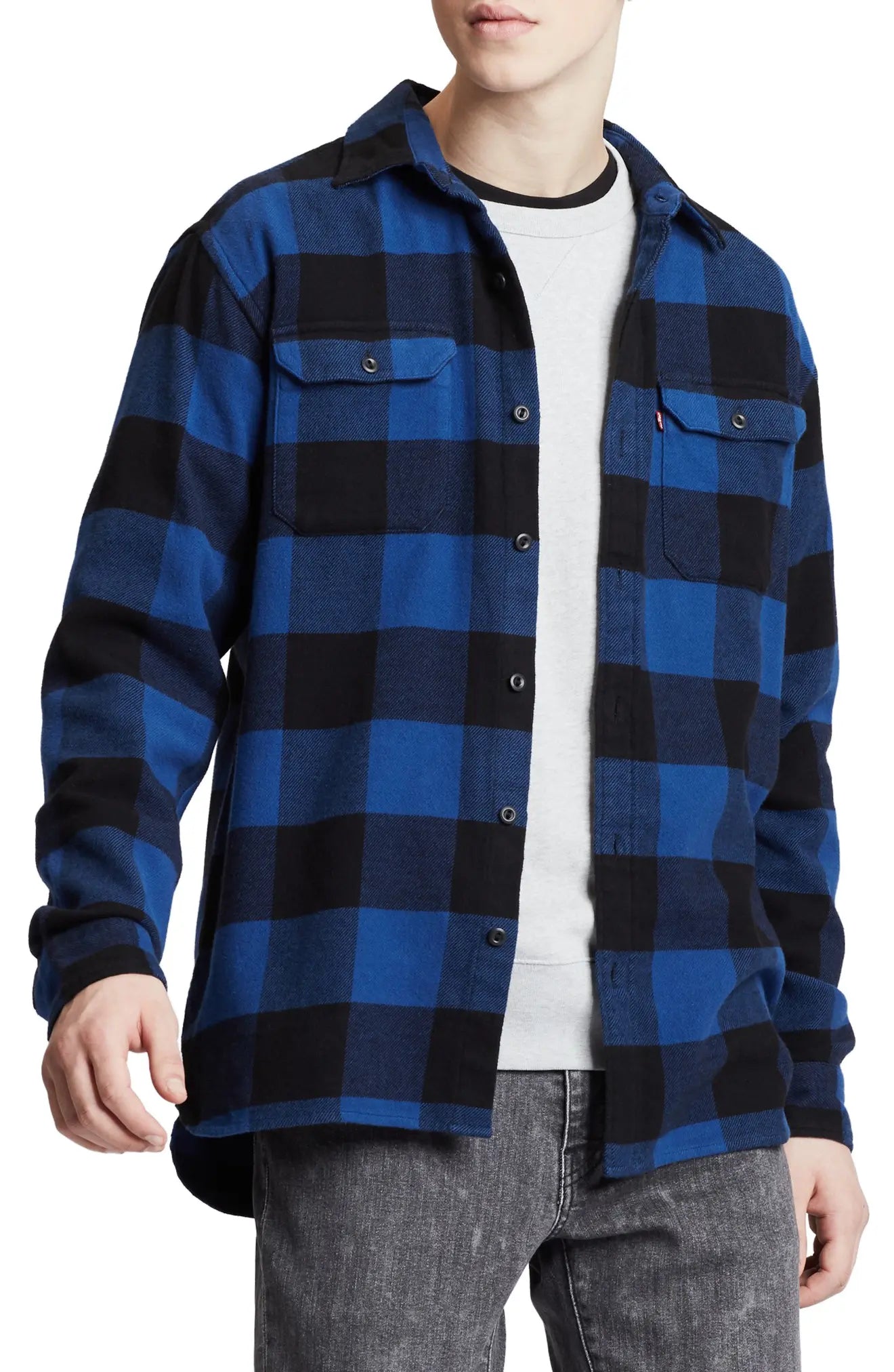 Levi's Jackson Slim Fit Button-Up Flannel Work Shirt Blue
