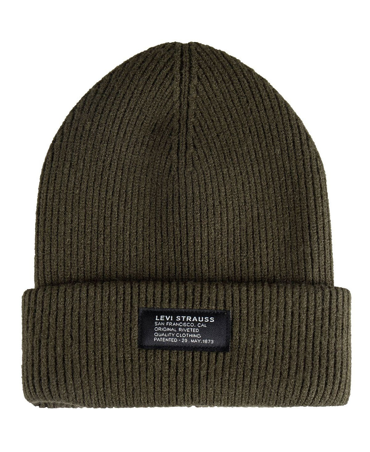 Levi's Jersey Lined Rib Knit Beanie Olive Green