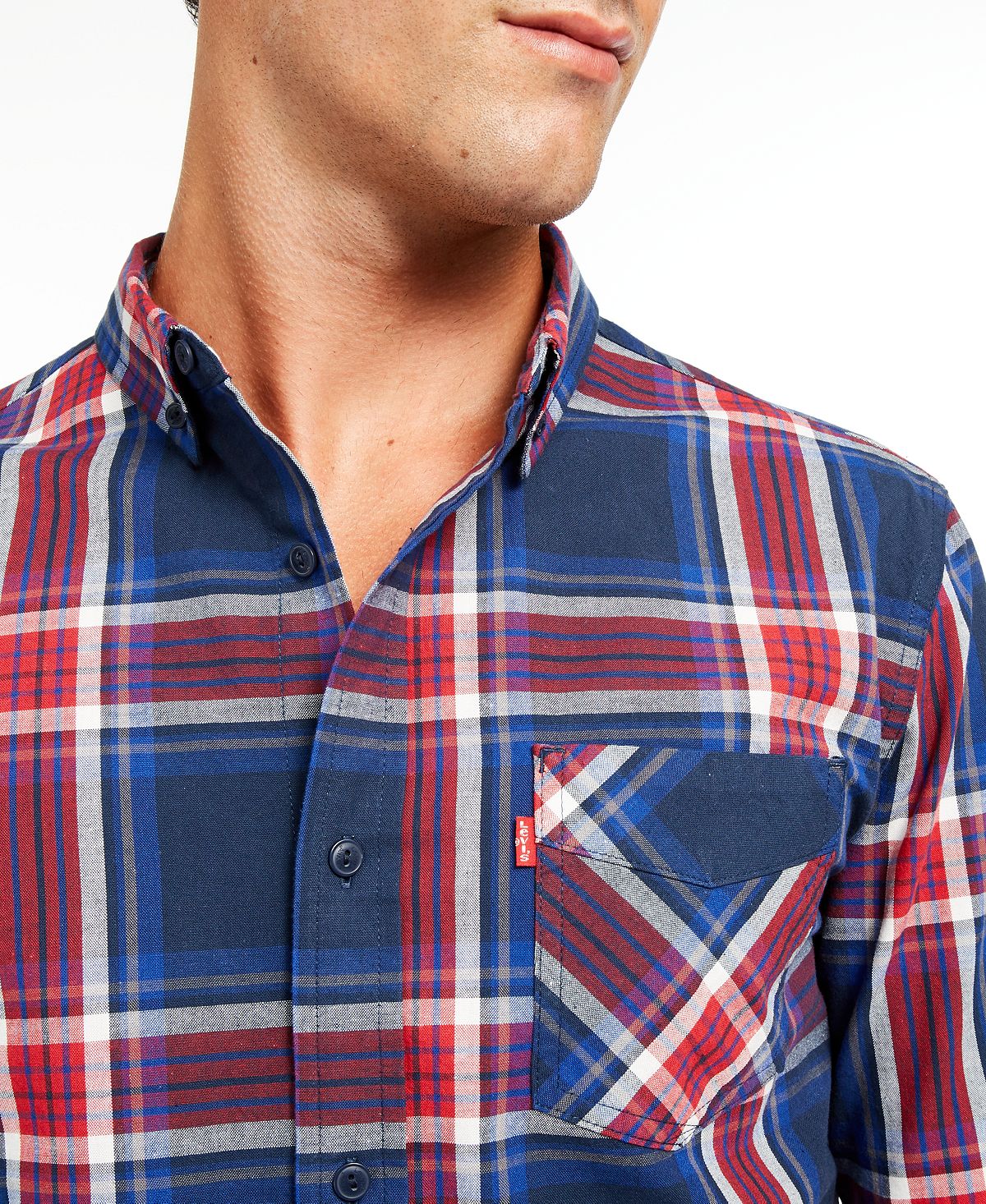 Levi's Large Plaid Button-down Shirt Dress Blue