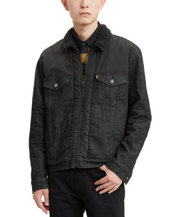 Levi's Limited Collection Faux Sherpa Lined Trucker Jacket Washed Black Sherpa Trucker thumbnail 1