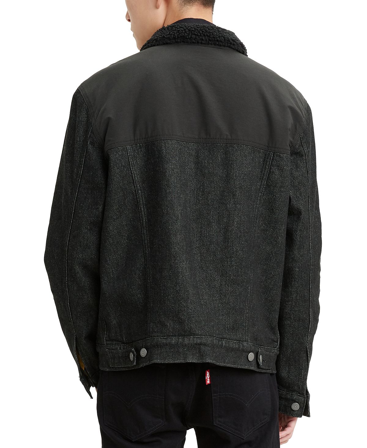 Levi's Limited Collection Faux Sherpa Lined Trucker Jacket Washed Black Sherpa Trucker