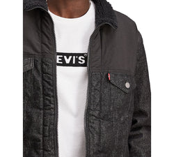 Levi's Limited Collection Faux Sherpa Lined Trucker Jacket Washed Black Sherpa Trucker thumbnail 3