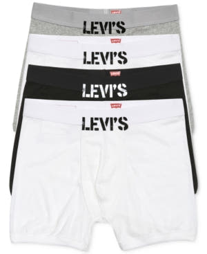 Levi's Men's 100-Series Boxer Briefs 4-Pack White/Black/Gray