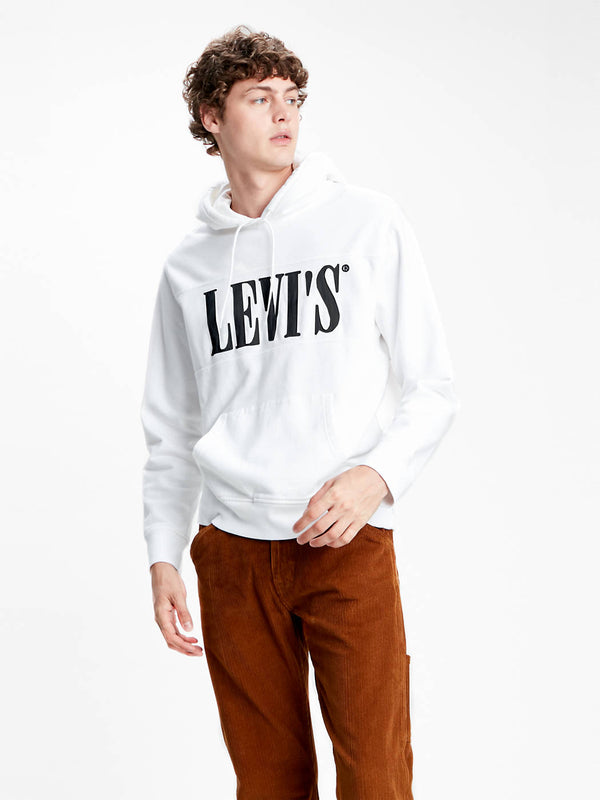 Levi's Mens White Cotton Logo Pullover Hoodie Jacket