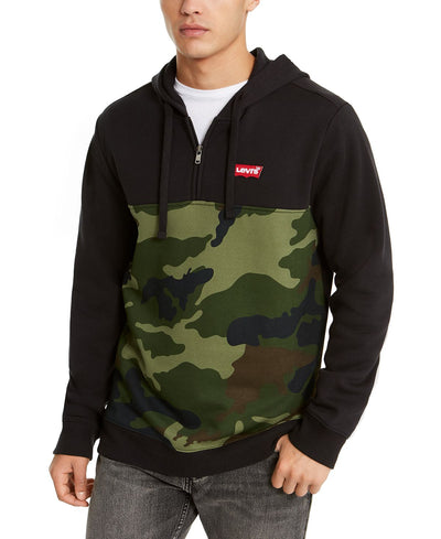 Levi's Patrick Camo Block Quarter-zip Hoodie Caviar