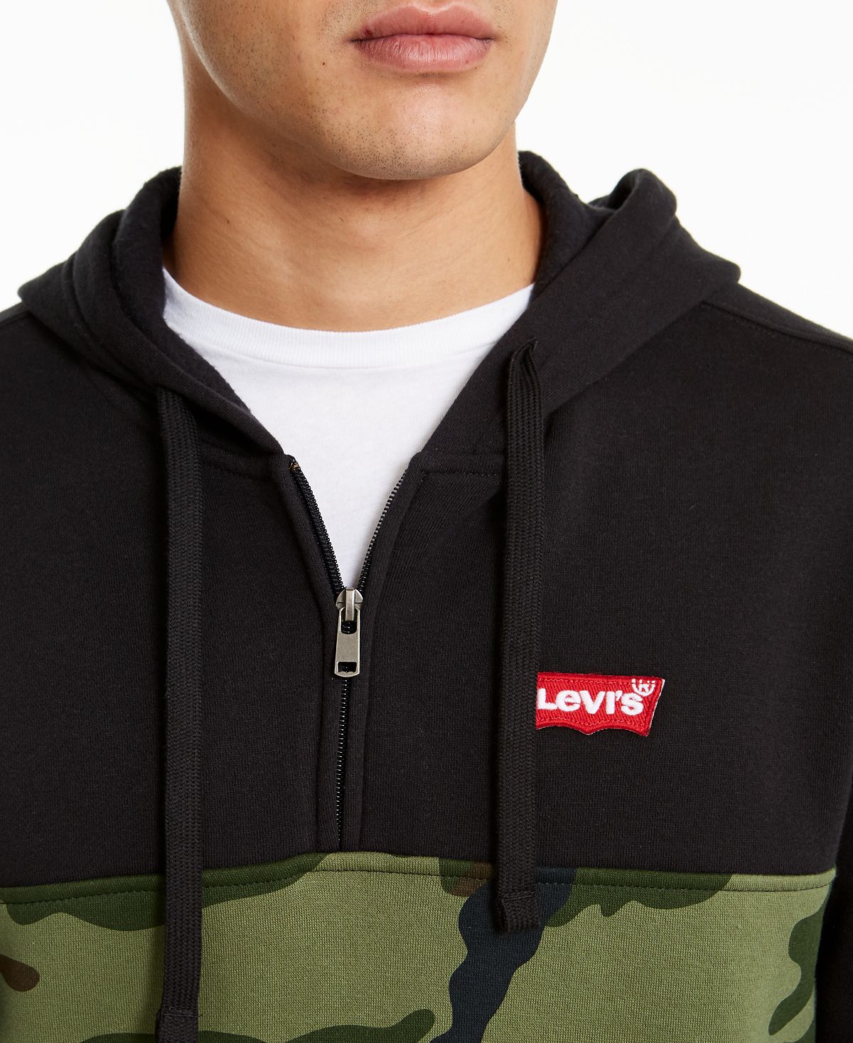 Levi's Patrick Camo Block Quarter-zip Hoodie Caviar