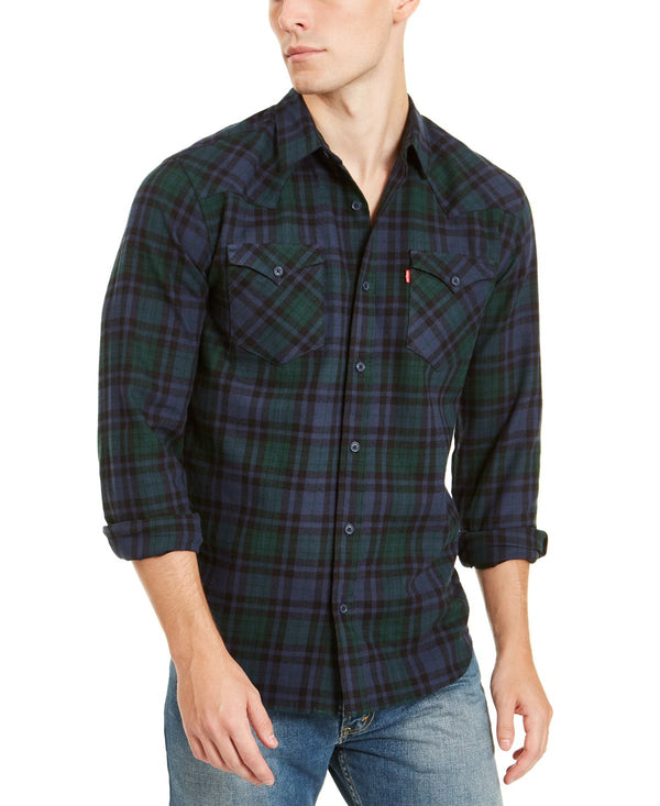 Levi's Plaid Flannel Shirt Dress Blues