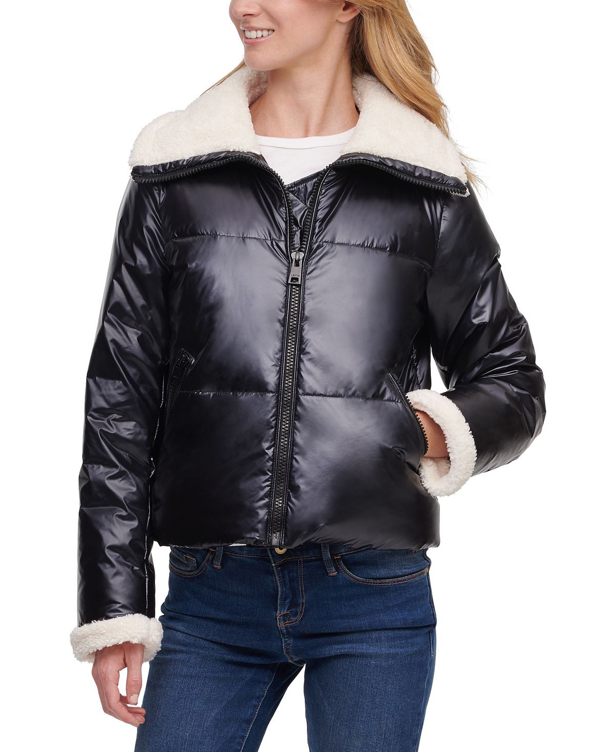 Levi's faux-sherpa-lined Puffer Jacket Black Watch Plaid