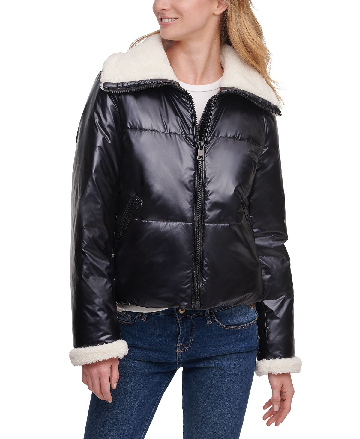 Levi's faux-sherpa-lined Puffer Jacket Black Watch Plaid