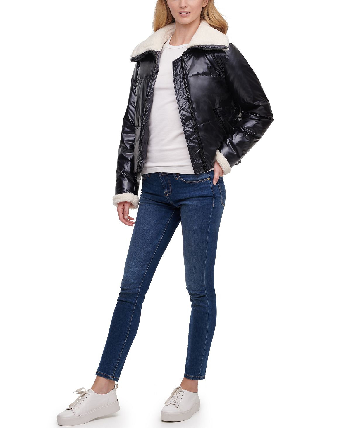 Levi's faux-sherpa-lined Puffer Jacket Black Watch Plaid