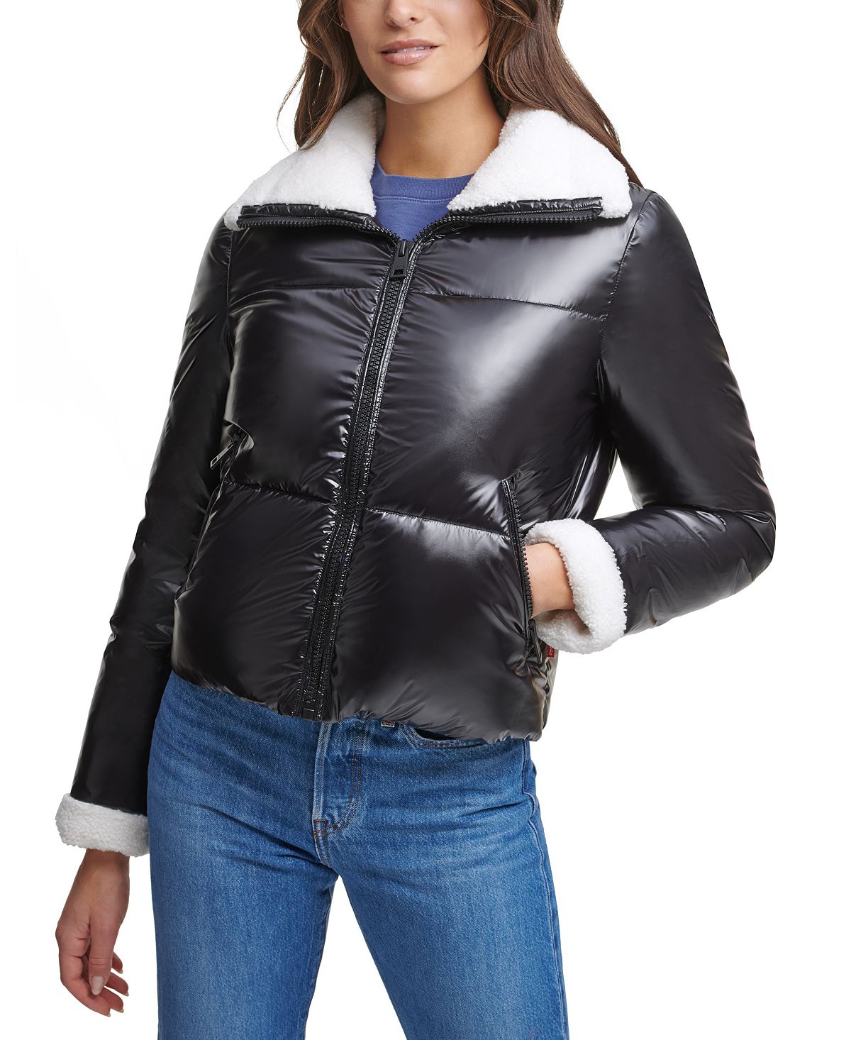 Levi's faux-sherpa-lined Puffer Jacket Black Watch Plaid