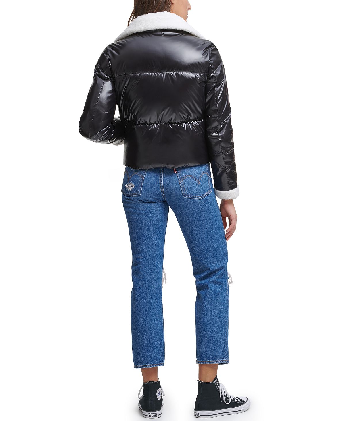 Levi's faux-sherpa-lined Puffer Jacket Black Watch Plaid