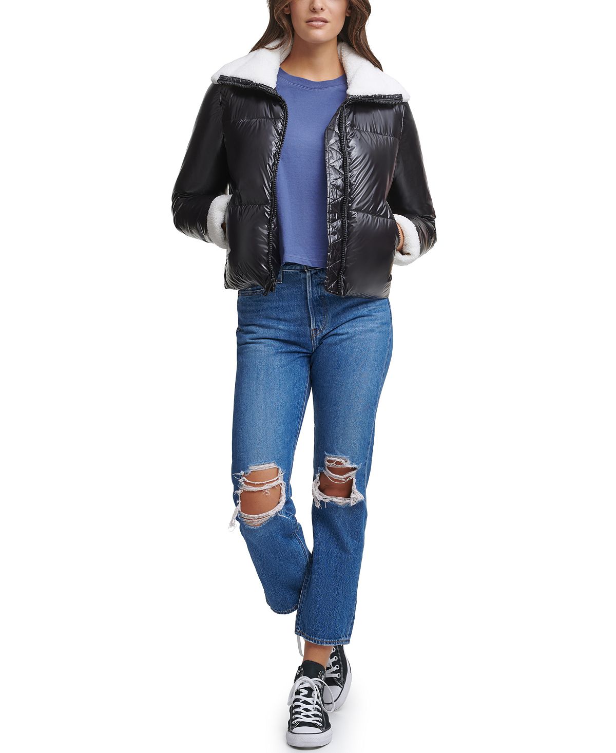 Levi's faux-sherpa-lined Puffer Jacket Black Watch Plaid