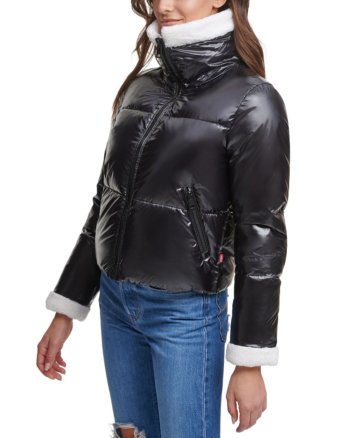 Levi's faux-sherpa-lined Puffer Jacket Black Watch Plaid