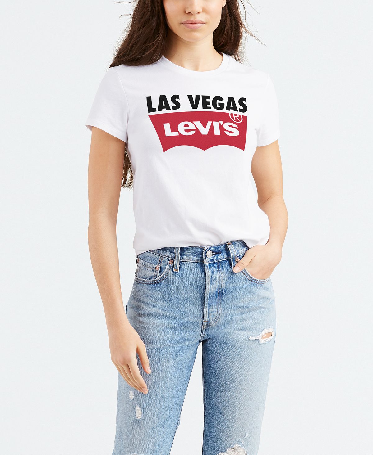 Levi's wo Batwing Logo Cotton Cities T-shirt Las Vegas White