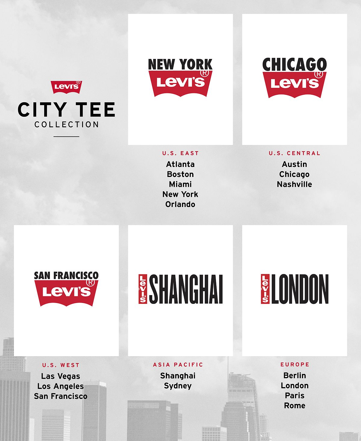 Levi's wo Batwing Logo Cotton Cities T-shirt Las Vegas White